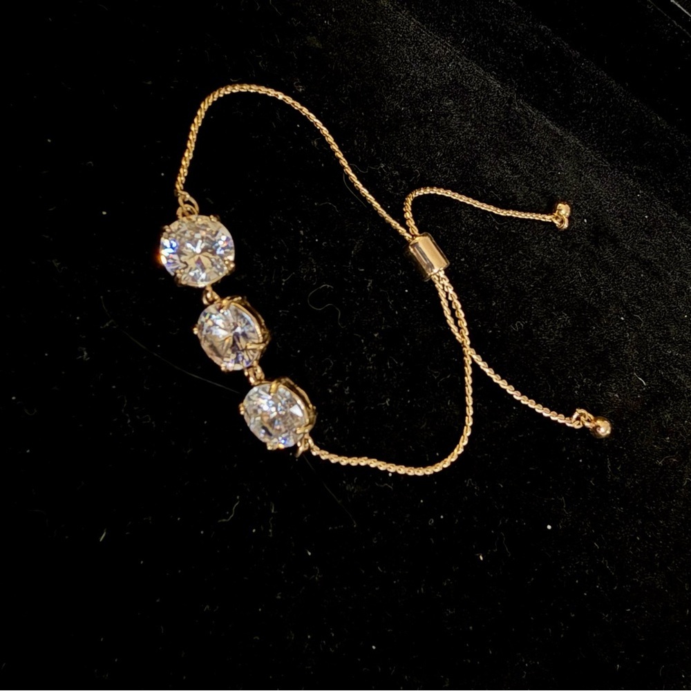 Gold Tone Three-Stone Slider Bracel